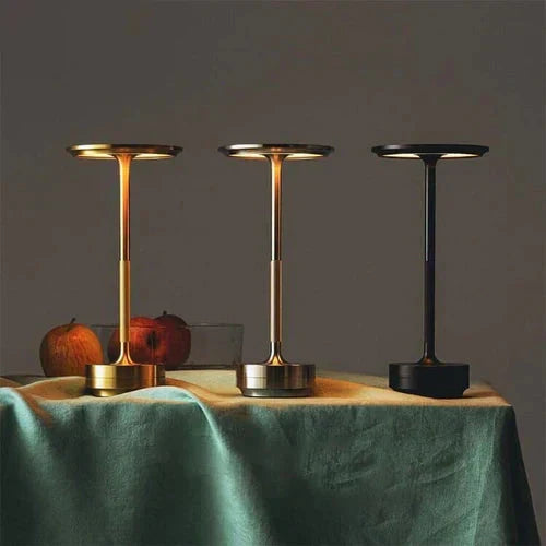 GlowBeam modern table lamp, wireless, dimmable, and USB rechargeable, perfect for flexible home decor.