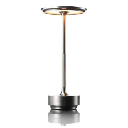 Versatile wireless table lamp, GlowBeam, dimmable and portable for ambient or task lighting.