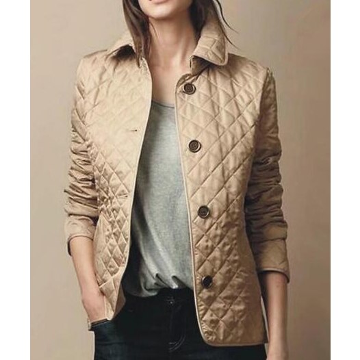 Women's stylish quilted button-down jacket, a lightweight outerwear piece perfect for fall and spring fashion.