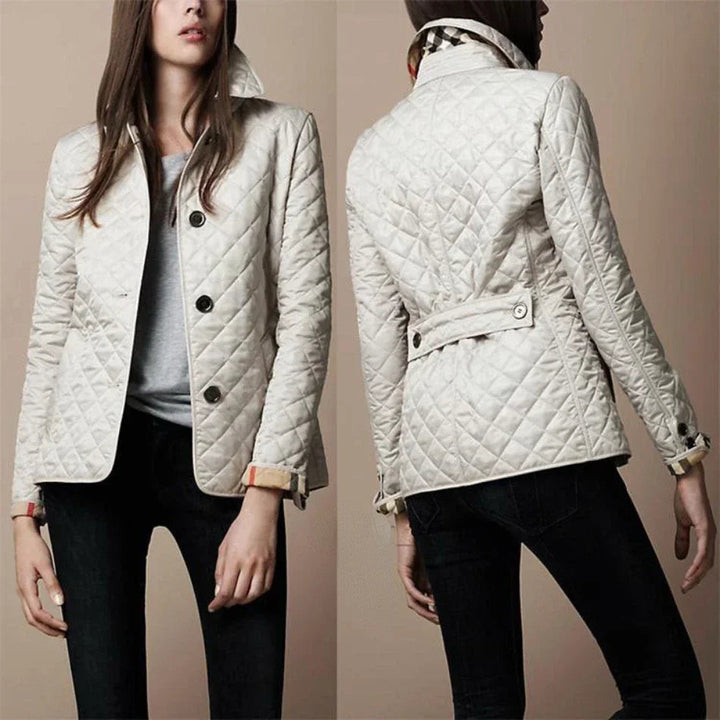 Stylish women's quilted button-down jacket. A lightweight and versatile outerwear piece, ideal for fall/spring.