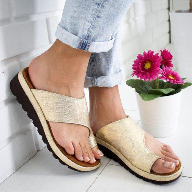 Women's comfortable orthopedic sandals with hallux corrector. Adjustable for bunion relief & daily comfort.