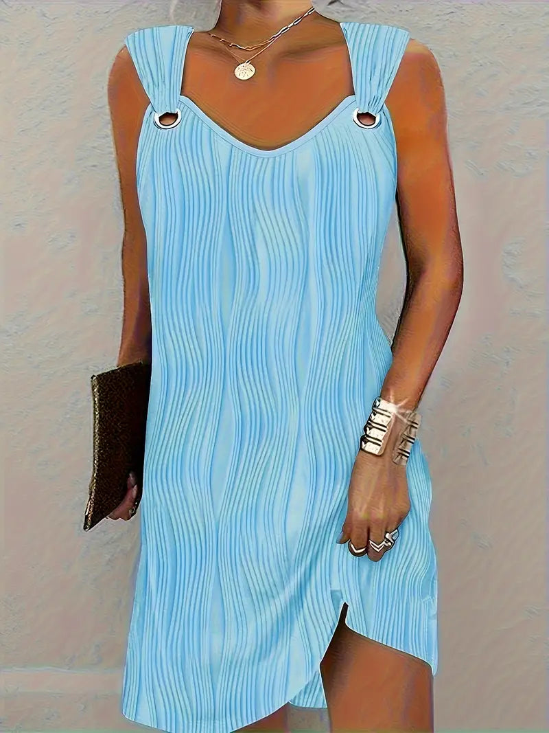 Stylish women's V-neck A-line mini dress, a versatile and flattering piece for any event.