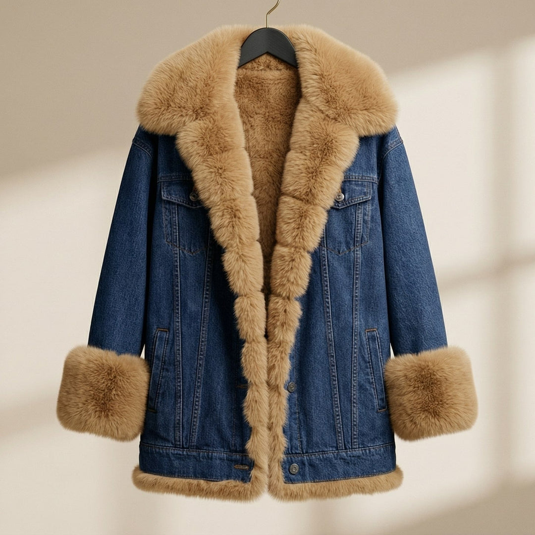 Warm women's outerwear jacket, ideal for cozy everyday winter style. Casual long sleeve design with practical button closure.