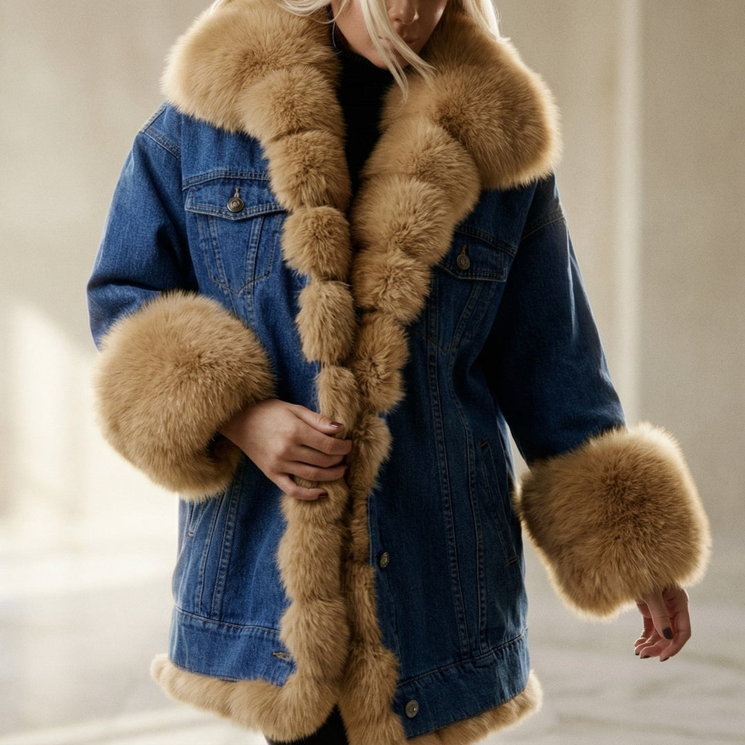 Fashionable women's cozy winter jacket. Versatile long sleeve outerwear, perfect for casual warmth & everyday style.