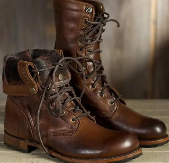 Men's rugged combat ankle boots for outdoor adventures. Durable, supportive, and all-weather hiking and work footwear.
