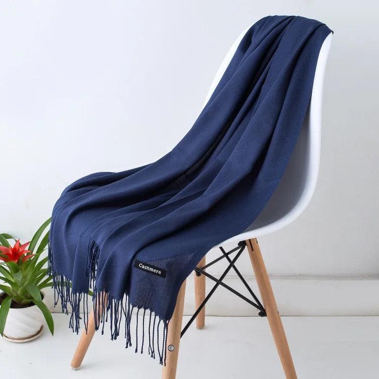 Cozy women's cashmere knit scarf, a soft and warm fall/winter wrap.