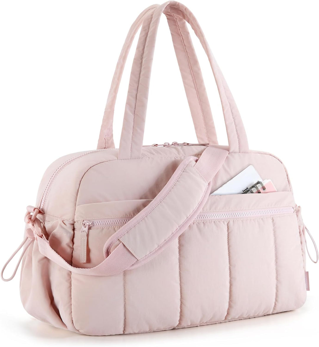 Pink women's shoulder duffle bag, a stylish and versatile carryall for gym, travel, and daily essentials.