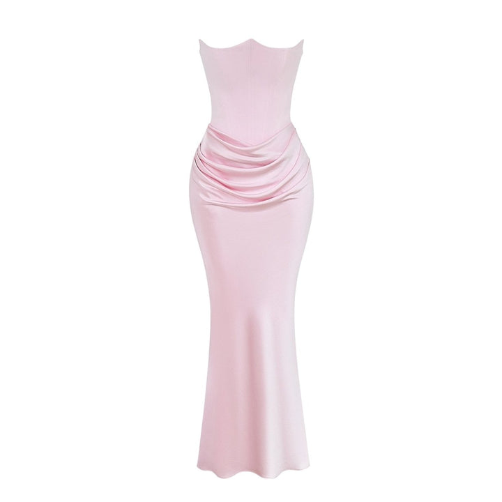 Gorgeous women's strapless corset formal gown, an elegant evening dress perfect for proms and galas.