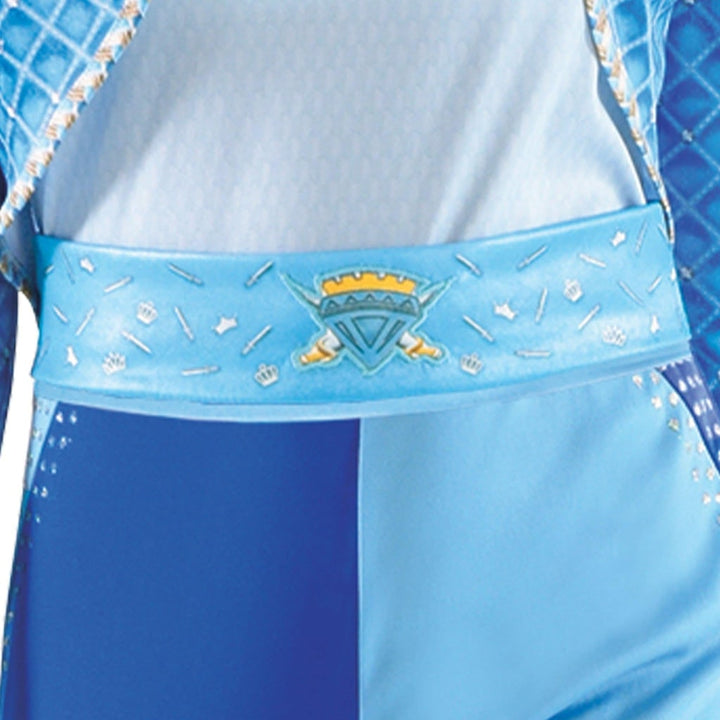 Stylish blue women's character cosplay jacket & pants set. A complete fantasy costume for events.