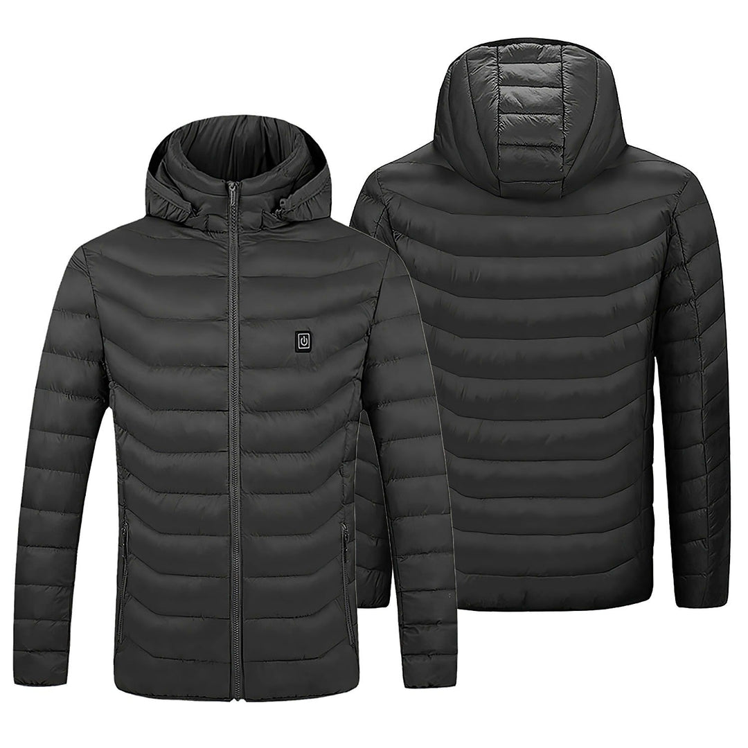 Women's electric heated puffer jacket for cold weather. Hooded winter coat offers superior warmth & outdoor protection.