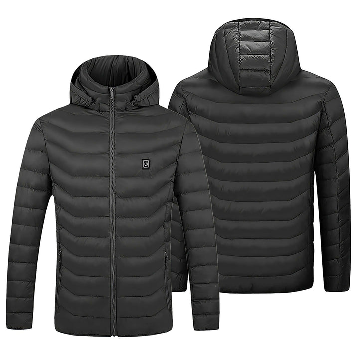 Women's electric heated puffer jacket for cold weather. Hooded winter coat offers superior warmth & outdoor protection.