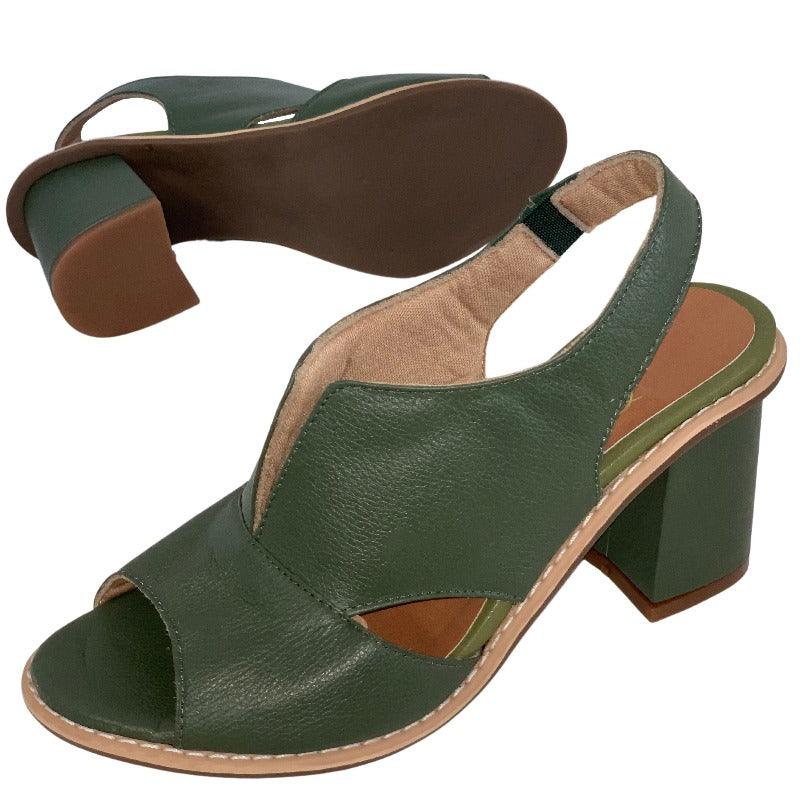 Top-down view of versatile women's heeled sandals, perfect for elegant summer style and comfort.