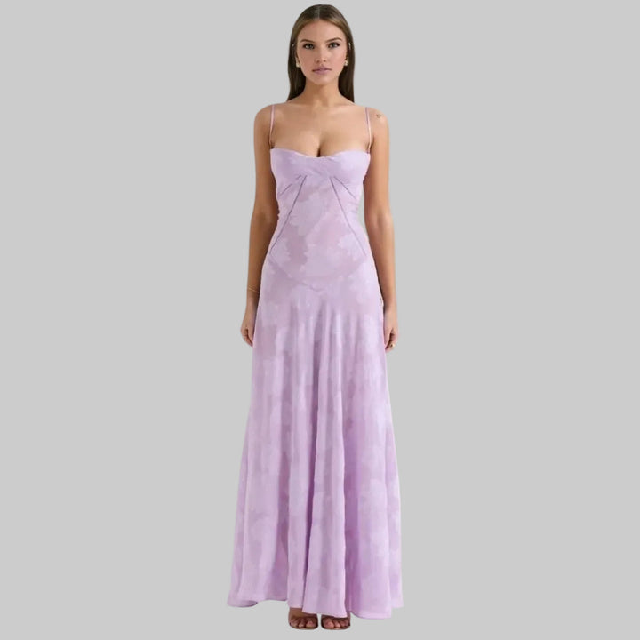 Spaghetti strap maxi formal dress for women, an elegant evening gown for weddings & parties.