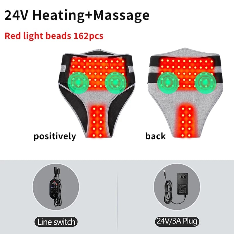 Advanced women's heated apparel: vibration massage, red light therapy, & portable design for cramp relief.