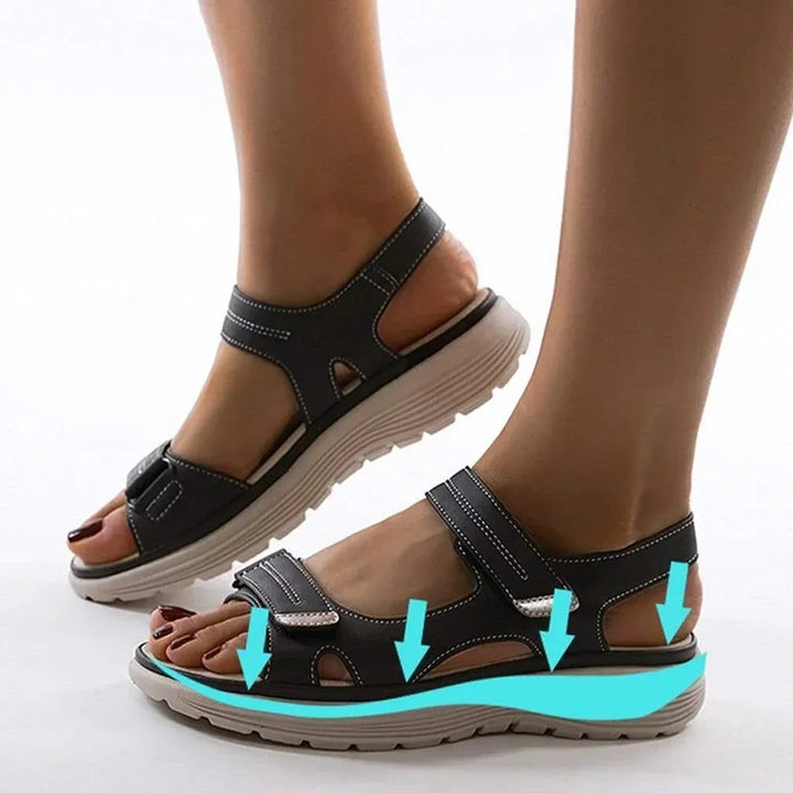 Foot pain relief: women's comfortable sport sandals with robust arch support & wide toe box.