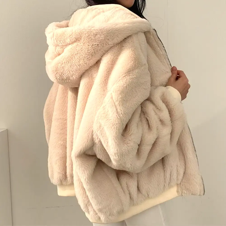 Soft, comfortable oversized women's reversible zip hoodie. A versatile hooded sweatshirt for casual autumn style.