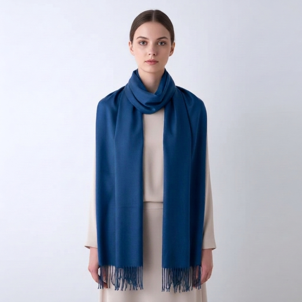 Premium women's solid winter wrap scarf with a beautiful tassel trim, designed for warmth and style.