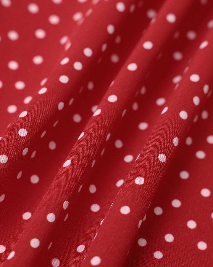 Chic women's short sleeve V-neck wrap midi dress with polka dots, perfect for wedding guests & summer parties.