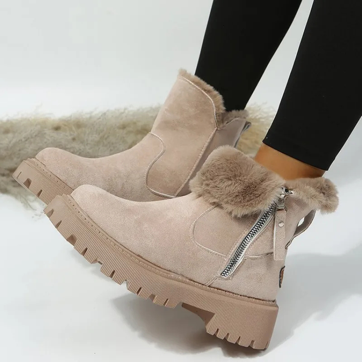 Durable women's ankle boots with lug sole for excellent traction. Warm and comfortable for winter & fall fashion.