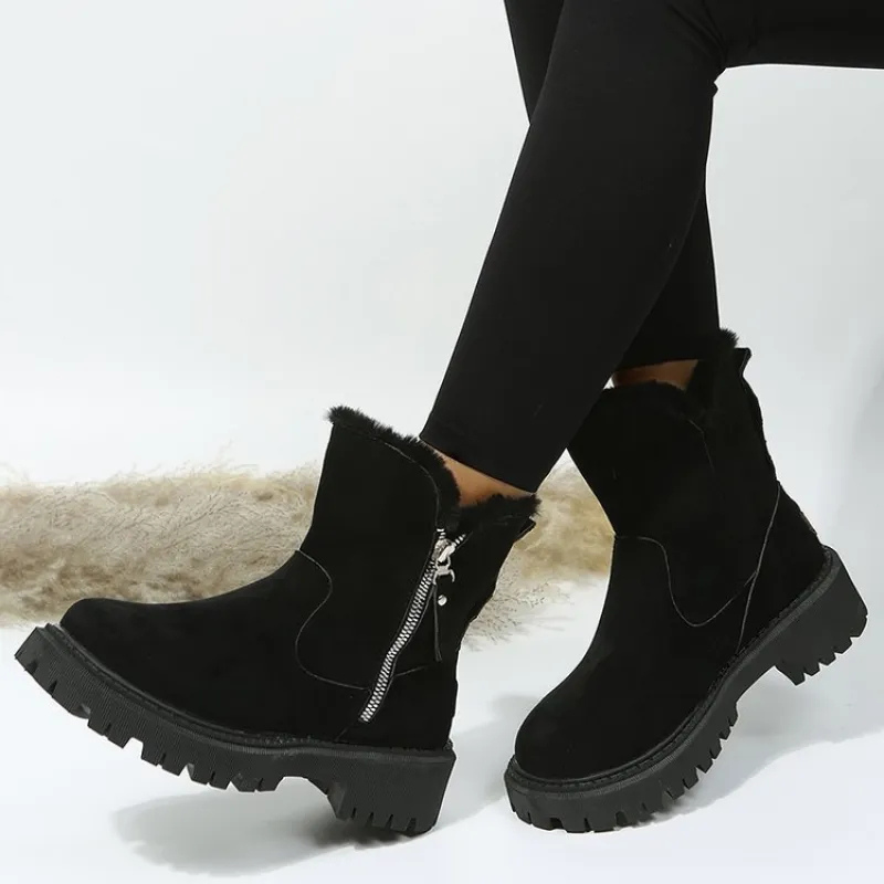 Stylish women's warm ankle boots with convenient side zipper & lug sole. Ideal for winter, cozy & comfortable.