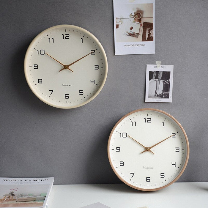 Elegant wooden wall clock, natural NordicTimber design for modern home decor, silent movement.