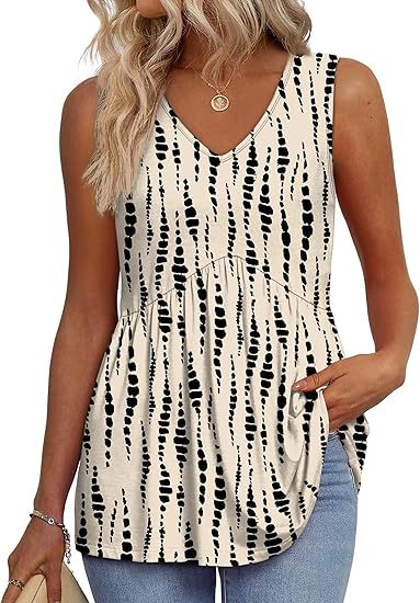 Summer chic women's V-neck peplum tank top, a versatile sleeveless design for flattering style.