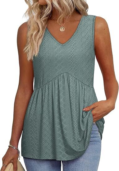 Comfortable sleeveless V-neck peplum top for women, a must-have for chic summer fashion.
