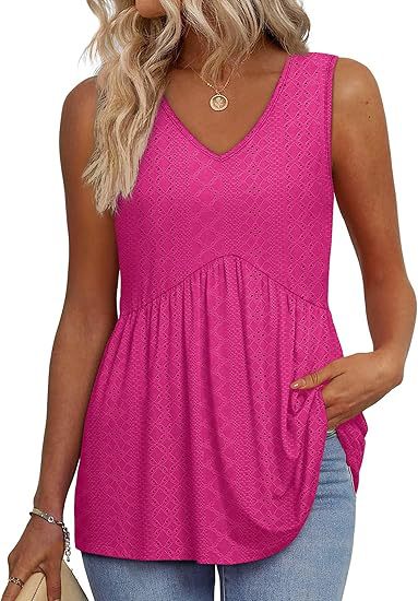 Chic women's sleeveless V-neck peplum top, essential for versatile summer fashion and everyday wear.