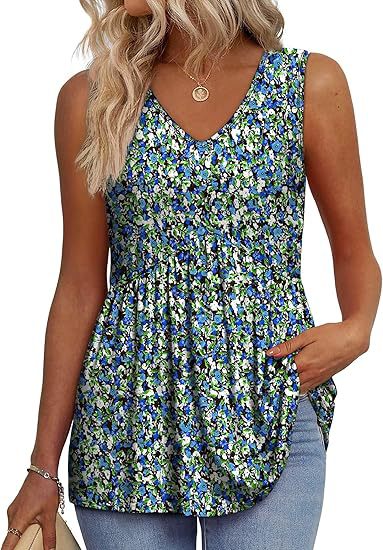 Everyday women's sleeveless V-neck peplum tank, easy to dress up or down for versatile style.