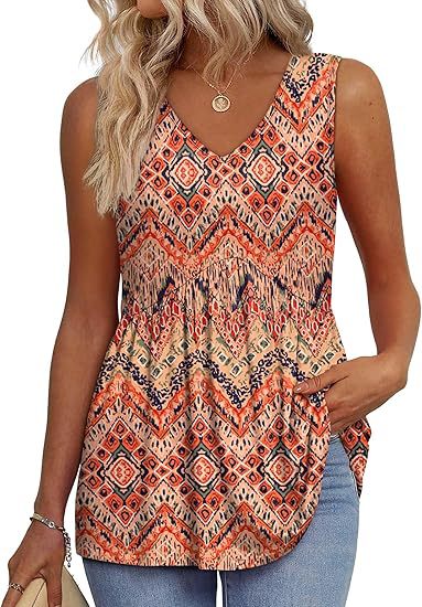 Stylish women's V-neck sleeveless peplum top, a flattering choice for casual summer outfits.