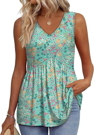 Easy-to-wear women's sleeveless peplum tank top with V-neck, perfect for flattering casual style.