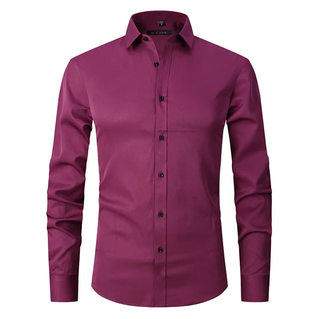 Versatile men's Noah dress shirt. Wrinkle-free stretch fabric, long sleeve slim fit for business casual apparel.