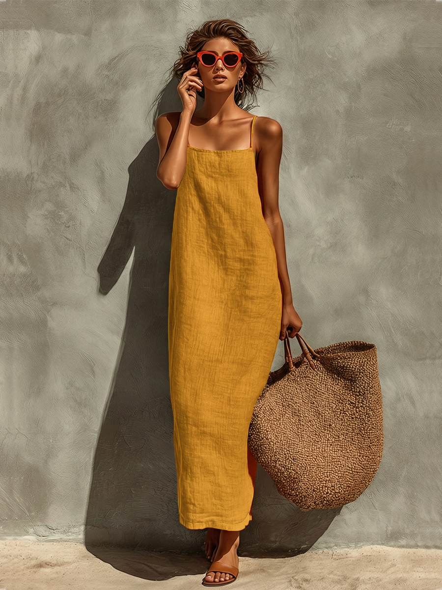 Chic women's loose fit sundress, a comfortable cami maxi dress for effortless everyday wear.