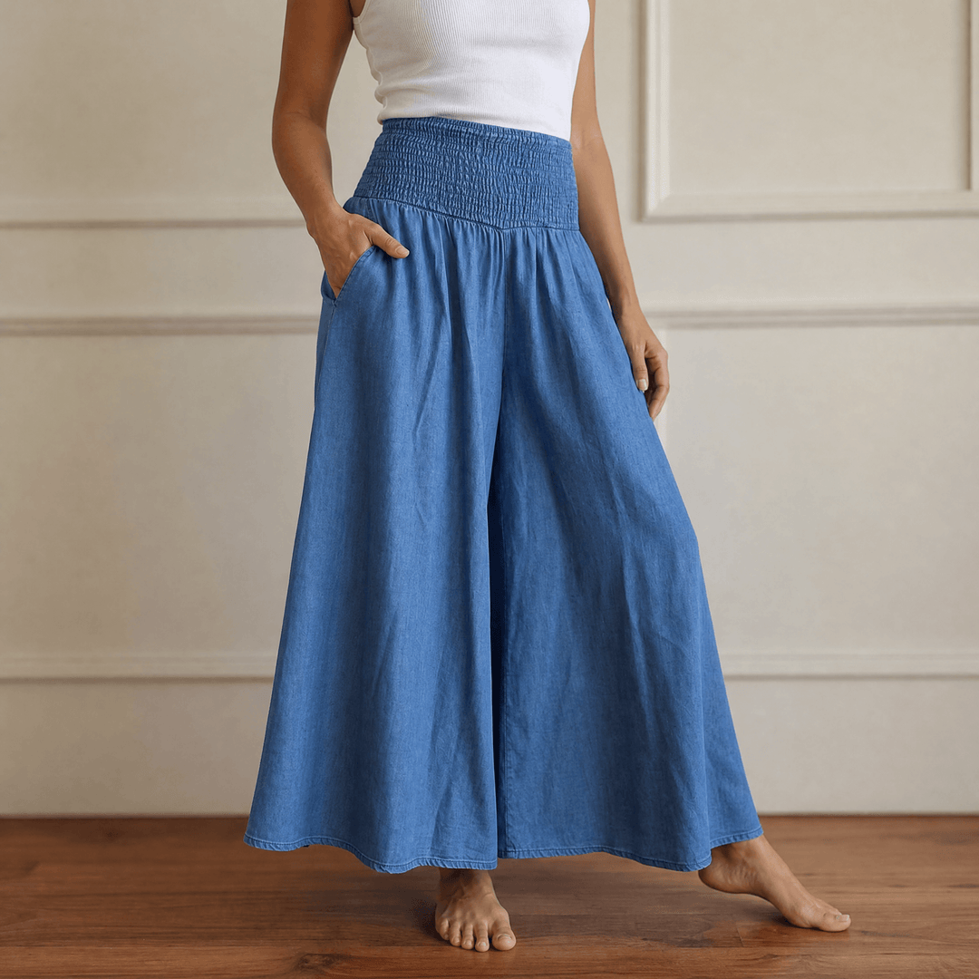 High waist wide leg palazzo pants for women, designed for comfort and relaxed fit fashion.