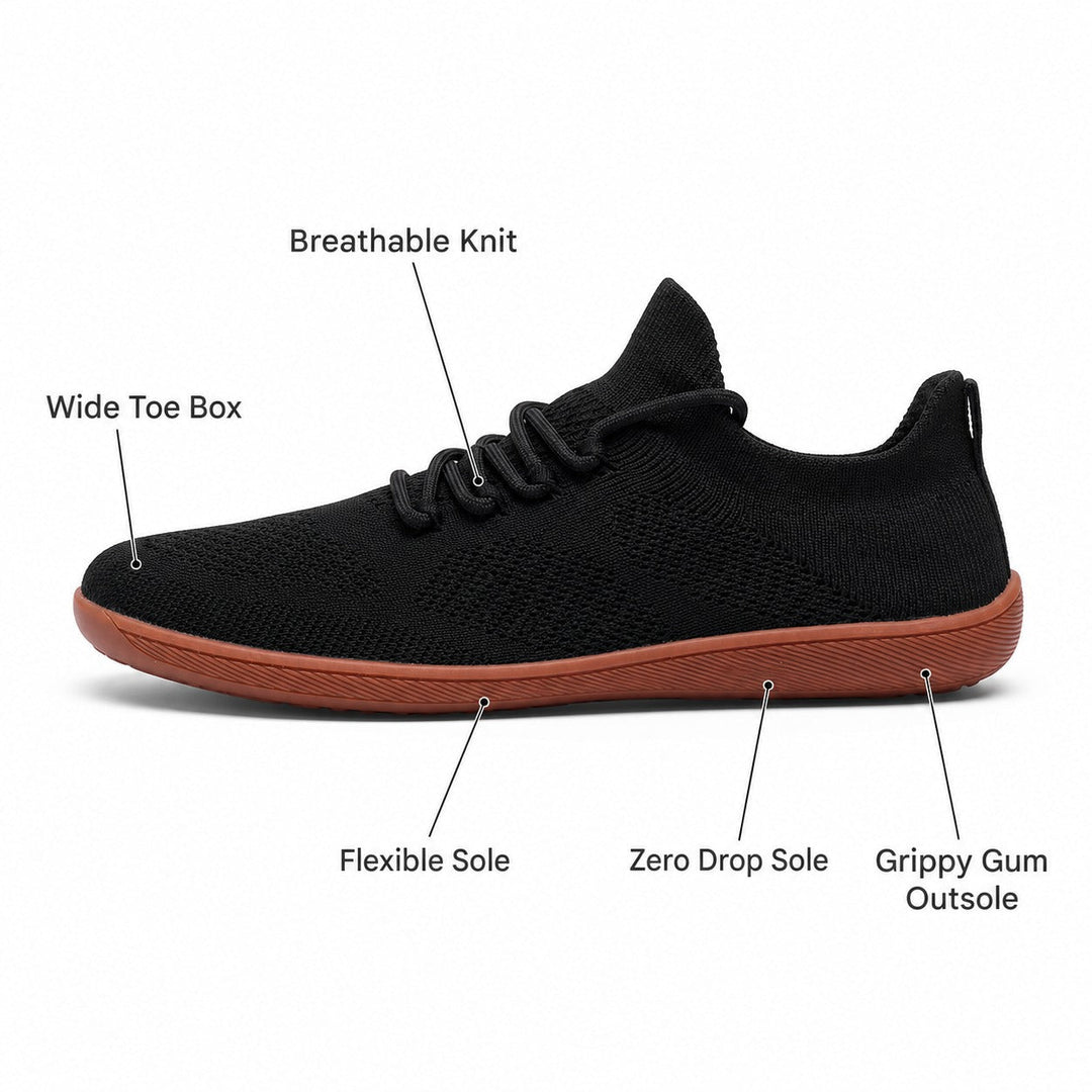 Barefoot women's shoes with flexible sole & wide toe for natural foot health.