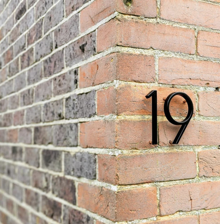 Custom 5-inch modern floating house numbers & letters. Great for outdoor address signs & wall decor.